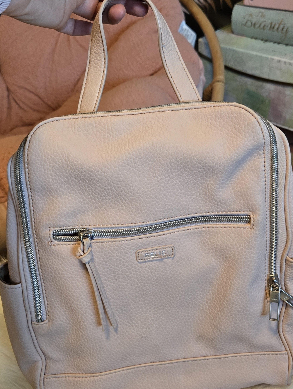 Relic Light Pink Backpack Tote with Silver Hardware